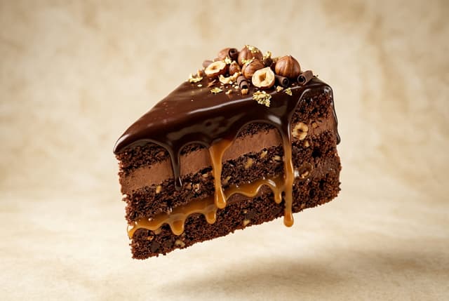 Artisanal 3D chocolate cake slice